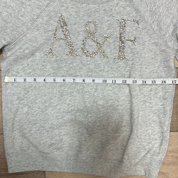 Abercrombie & Fitch Heather Gray Sweatshirt with Gold and Silver Sequin Logo XS - Picture 8 of 11